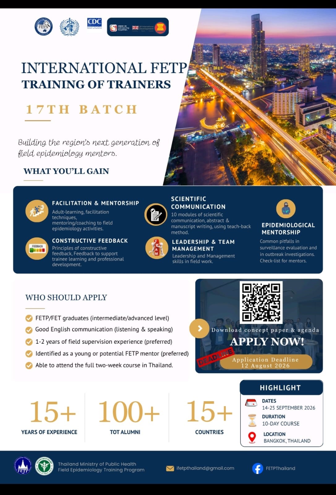 Official Information Poster for the 17th Batch International FETP Training of Trainers