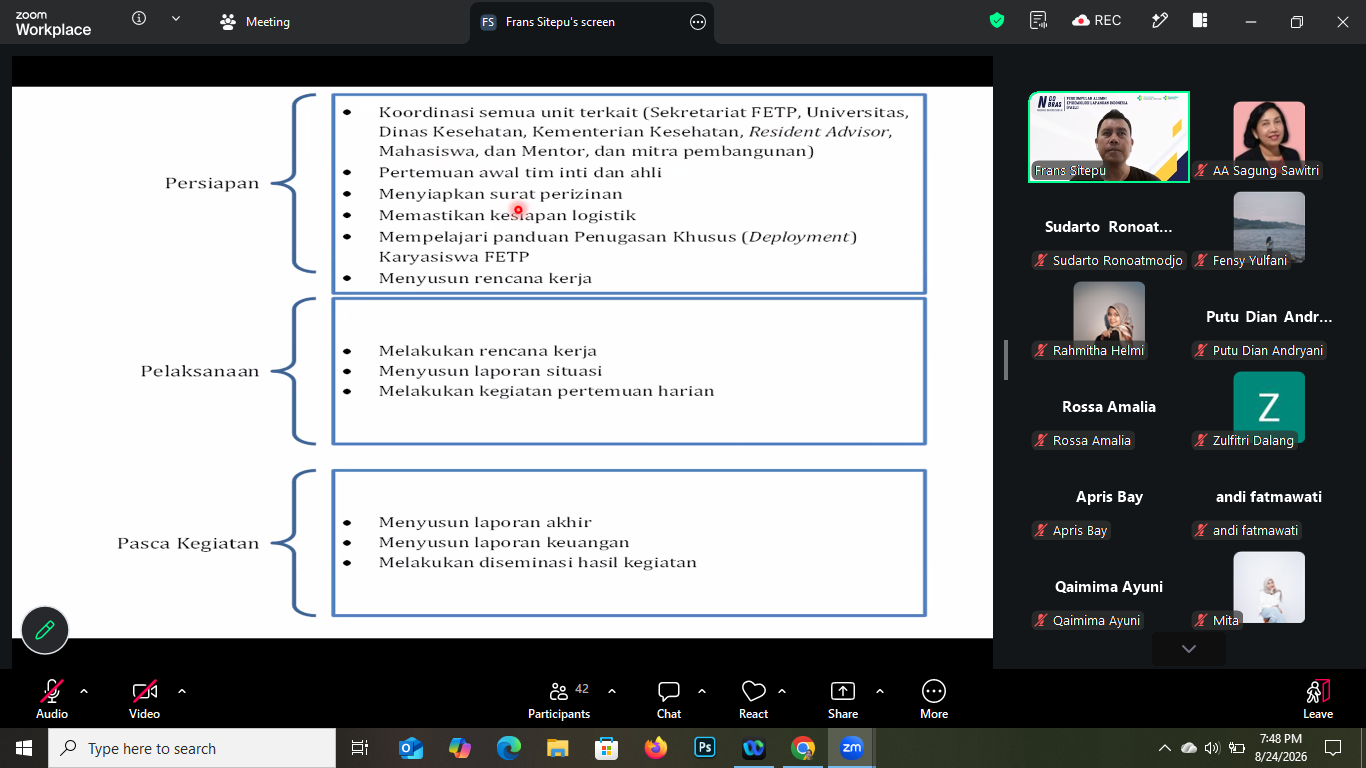 Rapat Koordinasi Penugasan Khusus FETP Respon Gempa NTT